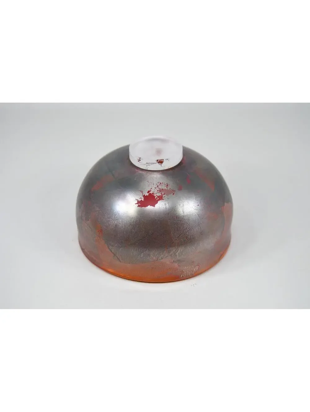 Adam Aaronson Studio Art Glass Vase Signed Orange Silver Metallic Leaf AS IS